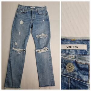 GRLFRND Jeans Sz 27 Karolina Button Fly High Rise Skinny Slim Distressed